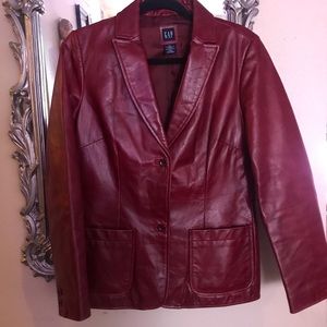 Gap Cherry Red Leather Jacket
